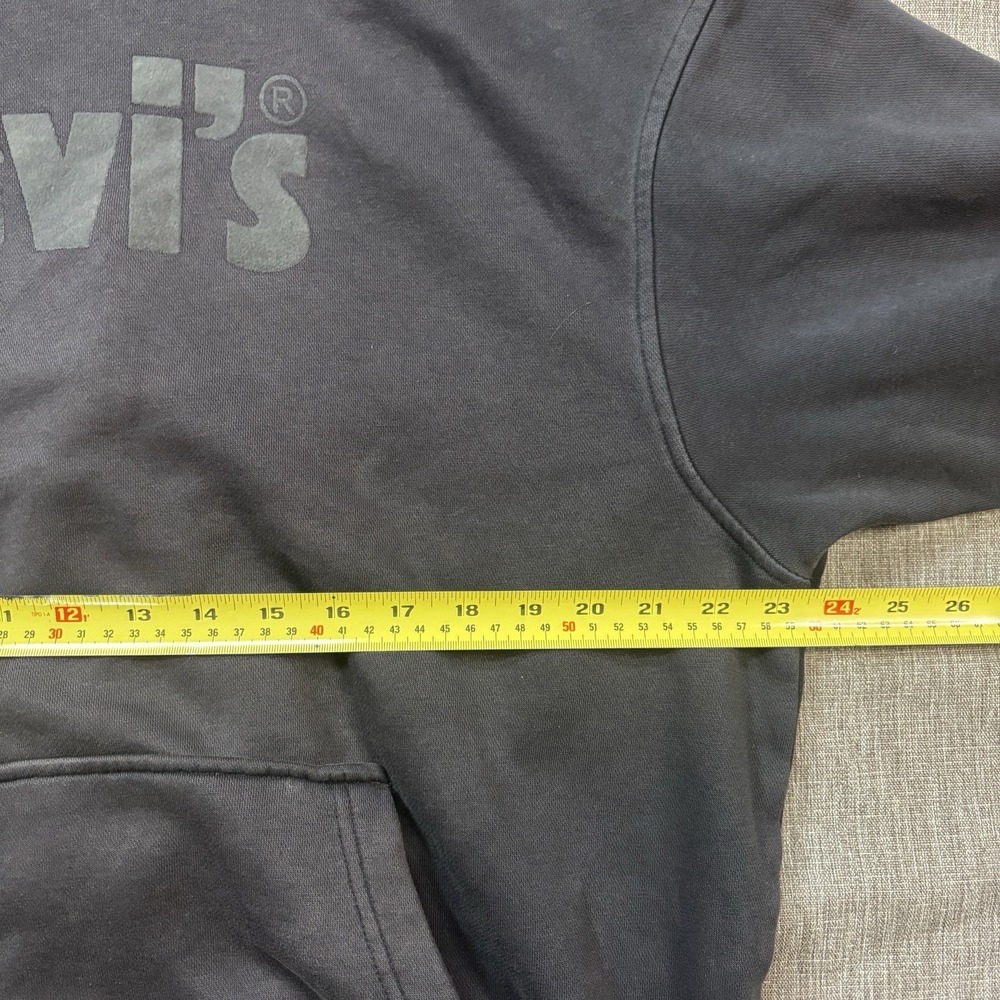 Vintage Levi's Black Hoodie with Faded Logo - L - Picture 7 of 9